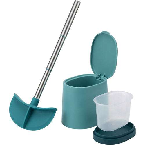 Fexlu Crescent Twin-Blade Silicone Toilet Brush with Flip-Lid Base Teal - Product view