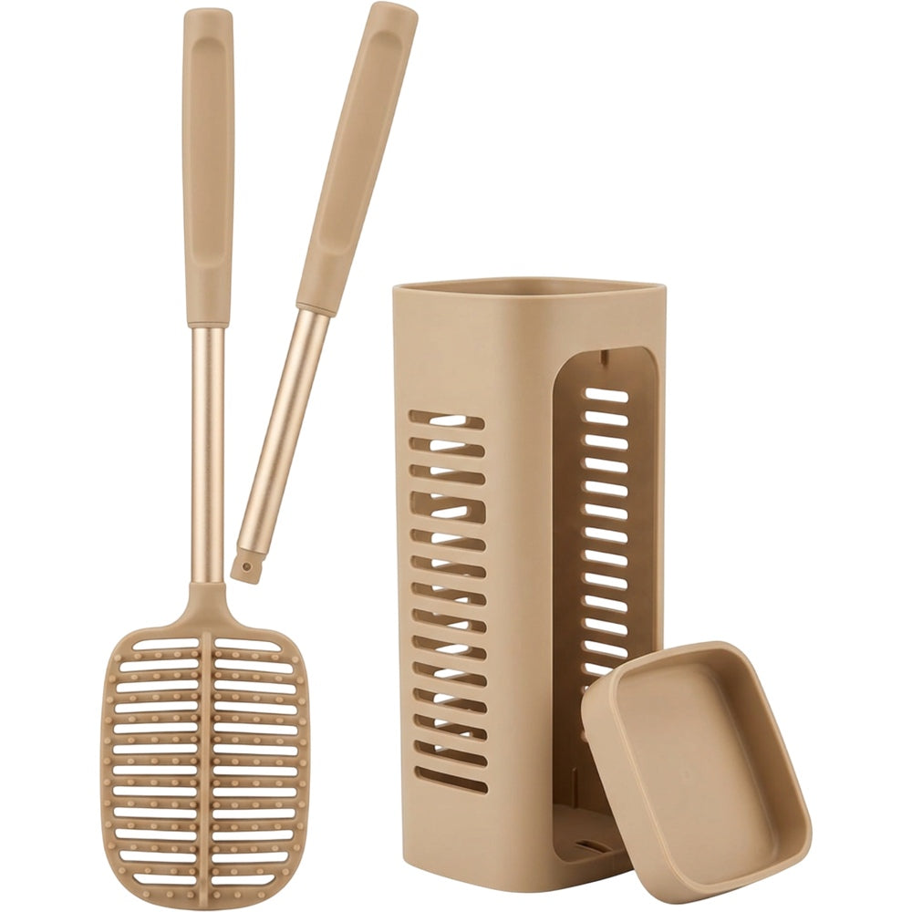 Fexlu Open Lattice Paddle Silicone Toilet Brush with Hanging Base Sand - Product view